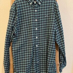 Vineyard Vines boys Blue and Green Plaid Button Down Shirt L